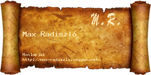 Max Radiszló névjegykártya